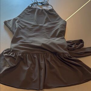 Trina Turk Black Halter Top with bottom ruffle and back tie